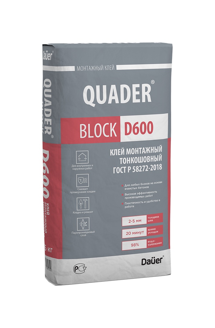Клей монтажный QUADER® BLOCK D600 (40кг)